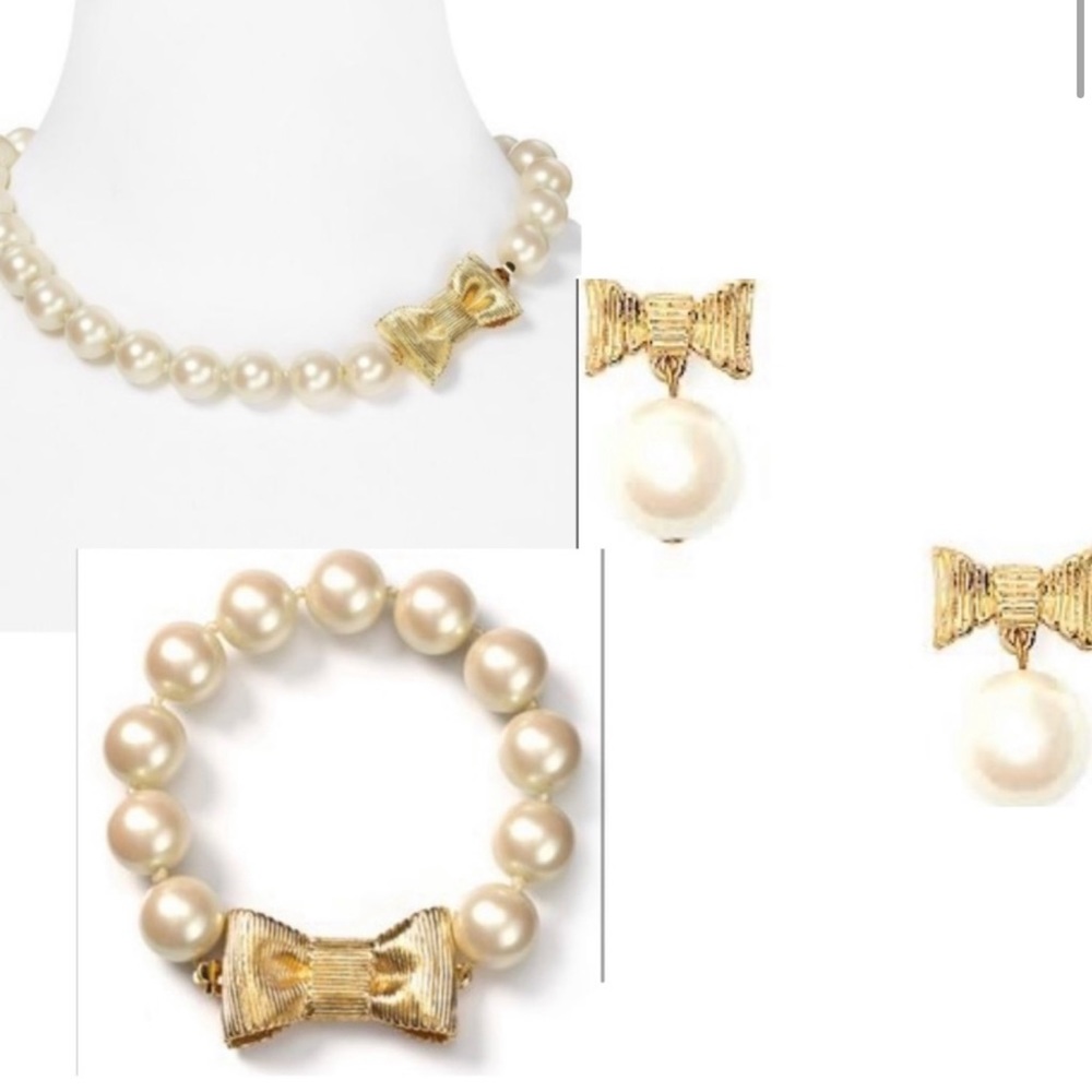 kate spade all wrapped up pearl bow necklace